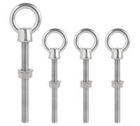 For M12 x 120mm 304 Stainless Steel Eye Bolts 4 Pack with Forged Rings Metric Thread for Heavy Duty Hoisting Rigging and Industrial Use (M12*120-1 set)