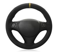 For M3 E90 E91 E92 E93 E87 E81 E82 E88 X1 E84 Car Steering Wheel Cover DIY Black Genuine Leather Suede Auto Accessories Styling(Red Thread)