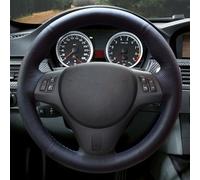 For M3 E90 E91 E92 E93 E87 E81 E82 E88 X1 E84 Hand-stitched Black Genuine Leather Car Steering Wheel Cover Auto Accessories Styling(6-Red Blue)