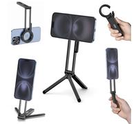 For Mag-Safe iPhone Tripod Mount Magnetic Aluminum Mini Phone Stand Double-Sided Foldable Selfie Stick for Desk iPhone 16 15 14 13 12, 12N Magnetic Tripod