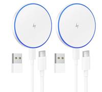 for MagSafe Charger: 2 Pack Magnetic Wireless Charging Pad for iPhone 16 15 14 13 12 Series & AirPods 4-2 Pro, Strong Magnet, with USB-C/A Ports