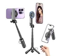 For Magsafe iPhone Selfie Stick Tripod, 4 in 1 Magnetic Cell Phone Travel Tripod Stand Mount with Remote,Smartphone Mini Compact Tripod Holder for Filming Vlogging Video iPhone 16/15/14/13/12 Series