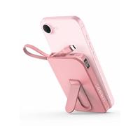 For MagSafe Power Bank, 10000mAh Magnetic Wireless Portable Charger with Built-in USB-C Cable & Foldable Stand, 22.5W Fast Charging Power Bank Battery Pack for iPhone 17/16/15/14/13/12, Pink