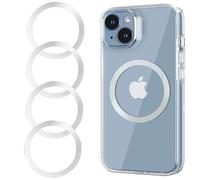 for MagSafe Sticker,4 PCS,Ultra-Thin(0.4mm) Metal Ring for Kindle/Pop Socket Magnetic Wallet Grip Wireless Charger Case Car Mount,Compatible with iPhone 17/16/15/14,Galaxy S24/S23/S22 (Silver 4PCS)