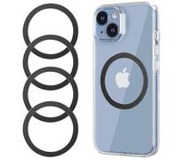 for MagSafe Sticker,4 PCS,Ultra-Thin(0.4mm)Metal Ring for Kindle/Pop Socket Magnetic Wallet Grip Wireless Charger Case Car Mount,Compatible with iPhone 16/15/14/13/12,Galaxy S24/S23/S22 (Black 4 PCS)