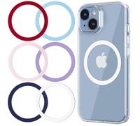 for MagSafe Sticker,4 PCS,Ultra-Thin(0.4mm)Metal Ring for Kindle/Pop Socket Magnetic Wallet Grip Wireless Charger Case Car Mount,Compatible with iPhone 17/16/15/14,Galaxy S24/S23/S22 (Mix Color 6PCS)
