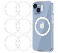 for MagSafe Sticker,4 PCS,Ultra-Thin(0.4mm) Metal Ring for Kindle/Pop Socket Magnetic Wallet Grip Wireless Charger Case Car Mount,Compatible with iPhone 17/16/15/14,Galaxy S24/S23/S22 (White 6PCS)