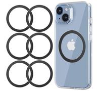 for MagSafe Sticker,4 PCS,Ultra-Thin(0.4mm) Metal Ring for Kindle/Pop Socket Magnetic Wallet Grip Wireless Charger Case Car Mount,Compatible with iPhone 17/16/15/14,Galaxy S24/S23/S22 (Black 6PCS)