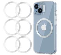 for MagSafe Sticker,4 PCS,Ultra-Thin(0.4mm) Metal Ring for Kindle/Pop Socket Magnetic Wallet Grip Wireless Charger Case Car Mount,Compatible with iPhone 17/16/15/14,Galaxy S24/S23/S22 (Silver 6PCS)