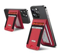 For Magsafe Wallet Stand, Strongest Magnetic Wallet for iPhone 17/16/15/14/13/12 Series, Magnetic Card Holder with Adjustable Stand, ID Window, 10 Cards Holder, Vegan Leather, RFID Blocking, Red