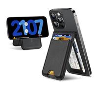 For Magsafe Wallet Stand, Strongest Magnetic Wallet for iPhone 17/16/15/14/13/12 Series, Magnetic Card Holder with Adjustable Stand, ID Window, 6 Cards Holder, Vegan Leather, RFID Blocking, Black