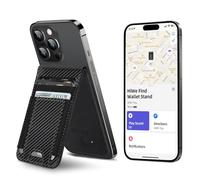 for MagSafe Wallet Stand with Find My Functionality, Anti-Lost Strongest Magnetic Wallet for iPhone 16/15/14/13/12 Series, 9 Cards Holder, RFID Blocking, Vegan Leather, Carbon Fiber