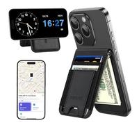 for MagSafe Wallet Stand with Money Clip, Anti-Lost Magnetic Wallet for iPhone 16/15/14/13/12 Series, Works with Apple Find My, 8 Cards Holder, Leather RFID for iPhone Wallets, Black