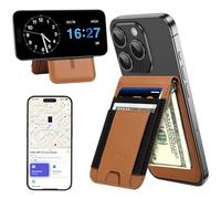 for MagSafe Wallet Stand with Money Clip, Anti-Lost Magnetic Wallet for iPhone 16/15/14/13/12 Series, Works with Apple Find My, 8 Cards Holder, Leather RFID for iPhone Wallets, Brown