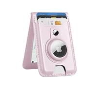 for Magsafe Wallet with Airtag Holder, Magnetic Wallet for iPhone 16/15/14/13/12 Series, 6 Cards Holder, ID Window, Adjustable Stand, Vegan Leather, RFID Blocking, 3 Slots, Pink