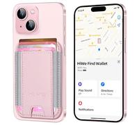 for MagSafe Wallet with Find My Functionality, Anti-Lost Strongest Magnetic Wallet for iPhone 16/15/14/13/12 Series, 5 Cards Holder, RFID Blocking, Vegan Leather, Pink