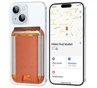 for MagSafe Wallet with Find My Functionality, Anti-Lost Strongest Magnetic Wallet for iPhone 16/15/14/13/12 Series, 5 Cards Holder, RFID Blocking, Vegan Leather, Brown