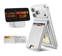 For Magsafe Wallet with Money Clip, 5 Card Holder, Adjustable Stand | Strongest Magnetic Wallet for iPhone 18/17/16/15/14/13/12 Series, ID Window, RFID Blocking, Not for 13/12 Mini, Light Gray