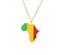 For Mali Stainless Steel African Map Pendant Necklaces Map Jewelry Gold Color Items for Bridal Women Man Party Gifts Earrings Sets Round Ball Jewelry