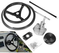 for Marine Outboard Rotary Steering System Kit with 15 Feet Steering Control Cable & 13.5" Steering Wheel Fits for Mechanical/Manual Steering of Yachts, Fishing Boats and Other Waterborne Vehicles