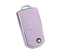 For Mazda For Demio 2 3 5 6 M3 M5 M6 CX-5 CX7 CX9 RX8 MX5 MPV 2 Button TPU Shell Fob Holder Keychain Car Flip Key Case Cover(Purple,Case)