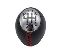 For Megaane Car 5/6 GearShift Lever Leather Manual Shift Head Car Gear Shift Knob Lever(Red-6Gear)