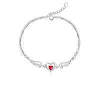 For Memorial Even Death Can't Stop Me From Loving Him Wings Bracelet, Angel Heart Wing Bracelets Sympathy Gifts for Loss of Loved, Memorial Remembrance Bracelet Jewelry Gifts for Women (Red)