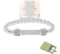 For Memorial - I'm a Wife to a Husband Custom Name Bead Bracelet, Personalized Stainless Steel Engraving Memory Bracelet for Men Women,Friendship Bracelets Jewelry Gifts for Loved One (Silver-B)