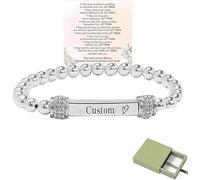 For Memorial - I'm a Wife to a Husband Custom Name Bead Bracelet, Personalized Stainless Steel Engraving Memory Bracelet for Men Women,Friendship Bracelets Jewelry Gifts for Loved One (Silver-A)