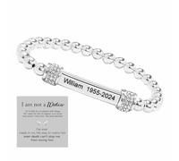 For Memorial - Missing You Always Custom Name And year Bead Bracelet, Angel Memorial Bracelet In Memory of Loved Ones Silver Stainless Steel Custom Name Angel Bead Bracelet for Friend Women Men