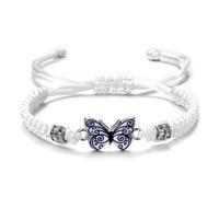 For Memorial - They Fly With Us Every Day Butterfly Bracelet,Adjustable Rope Hand-Woven Butterfly Memorial Bracelet,Cute Butterfly Charm Bracelets, For Lost Loved Ones (White)