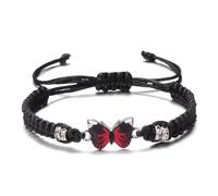 For Memorial - They Fly With Us Every Day Butterfly Bracelet,Adjustable Rope Hand-Woven Butterfly Memorial Bracelet,Cute Butterfly Charm Bracelets, For Lost Loved Ones (Black)
