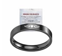 For Memorial - Tiny Heart With Wings Circle Ring, Memorial Rings for Women, Missing You Always Ring, I'll Hold You in My Heart Personalized Ring (8, Black)