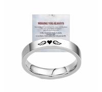 For Memorial - Tiny Heart With Wings Circle Ring, Memorial Rings for Women, Missing You Always Ring, I'll Hold You in My Heart Personalized Ring (6, Sliver)