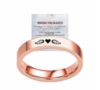 For Memorial - Tiny Heart With Wings Circle Ring, Memorial Rings for Women, Missing You Always Ring, I'll Hold You in My Heart Personalized Ring (6, Rose Gold)