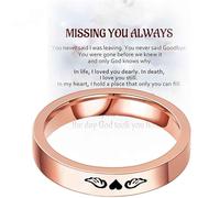 For Memorial - Tiny Heart with Wings Ring, Missing You Always Ring, Lost Loved One Ring, Tiny Heart with Wings Circle Ring, Fashion Angel Wing Ring (Gold-B,8)