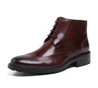 For Men Ankle Boots Mens Low Heel Lace Up Ankle Boots Business Club Show Party Office For Holiday Genuine Leather The First Layer Of Cowhide Pure Leather(Coffee,8.5 UK)