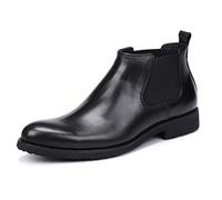 For Men Ankle Boots Mens Round Toe Low Heel Chelsea Boots For Party Pure Leather The First Layer Of Cowhide(Black,8.5 UK)