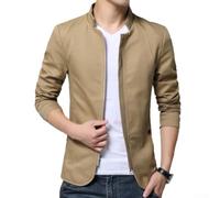 For Men Business Casual Blazer for Slim Fit One Button Formal Suit Jacket Collared Long Sleeve Coat Autumn Winter Regular Fit Solid Color Outerwear(3XL Khaki)