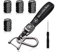 for Mercedes Benz Keyring with Car Tyre Dust Caps, Tyre Valve Caps and Car Keychain Compatible with Mercedes Benz C E S M Serie CLK GLK GL AB AMG GLS GLE AMG, Black