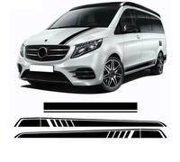 For Mercedes Benz V Class W447 Vito Viano 2014-Present AMG,3 Pcs Car Hood Decal Side Stripes Skirt Sticker Accessories