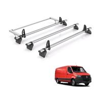 For Mercedes Sprinter 2018+ Roof Rack Rhino Kammbar Fleet 3 Bars + Roller | Only fits L2 Wheelbase & H2 Roof Height, 3x Steel Roof Bars With Ladder Roller [MC3FL/BR32]