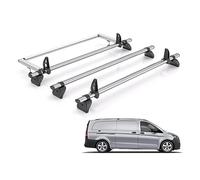 For Mercedes Vito 2015+ Roof Rack Rhino Kammbar Fleet 3 Bars + Roller | Only fits L3 Extra-long Wheelbase with Barn Doors, 3x Steel Roof Bars With Ladder Roller [RA3FL/BR26]