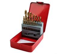 For Metal Plastic Drill Bit Set Featuring Titanium Coated HSS Bits with Straight Handle for Precision Drilling 13, 19, and 25 Piece Options Available (19PCS)