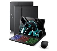 for Microsoft Surface Go 4/3/2/1 10.5/10 inch Case with Keyboard - Rainbow Backlit Keyboard Case - Built in Pencil Holder with Mouse - Black