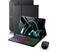 for Microsoft Surface Pro 11/10/9 13 inch 2024/2022 Case with Keyboard - Rainbow Backlit Keyboard Case - Built in Pencil Holder with Mouse - Black