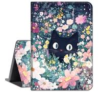for Microsoft Surface Pro X and Pro X Plus Case 13 inch 2024/2021/2020/2019,Slim Soft Shockproof TPU Silicone Protective Back Shell Case for 13 Inch New Surface Pro X,Black Cat in The Flowers