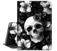 for Microsoft Surface Pro X and Pro X Plus Case 13 inch 2024/2021/2020/2019,Slim Soft Shockproof TPU Silicone Protective Back Shell Case for 13 Inch New Surface Pro X,Black White Skull Flower