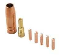 For MIG Welding Flux Core Gasless Brass Nozzle Tips Kit Compatible with FC90 80GL Easy Weld 261308 306 Ti Easy Flux 125 Airless Torch 7 Piece Assembly (0.8mm)