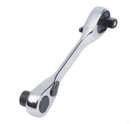 For Mini 1/4 Inch Double Ended Ratchet Wrench Featuring 72 Tooth Gear For Confined Areas, Offset Head Prevents Injury, Thumb Operated Reverse Switch, Heat Treated Steel Build, Silver Black Tool